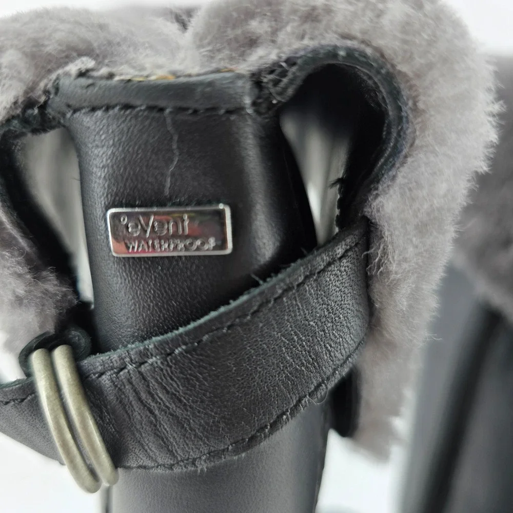 UGG Miko Tall Boot Womens Waterproof Leather Sheepskin Black 1012519 Sz 10